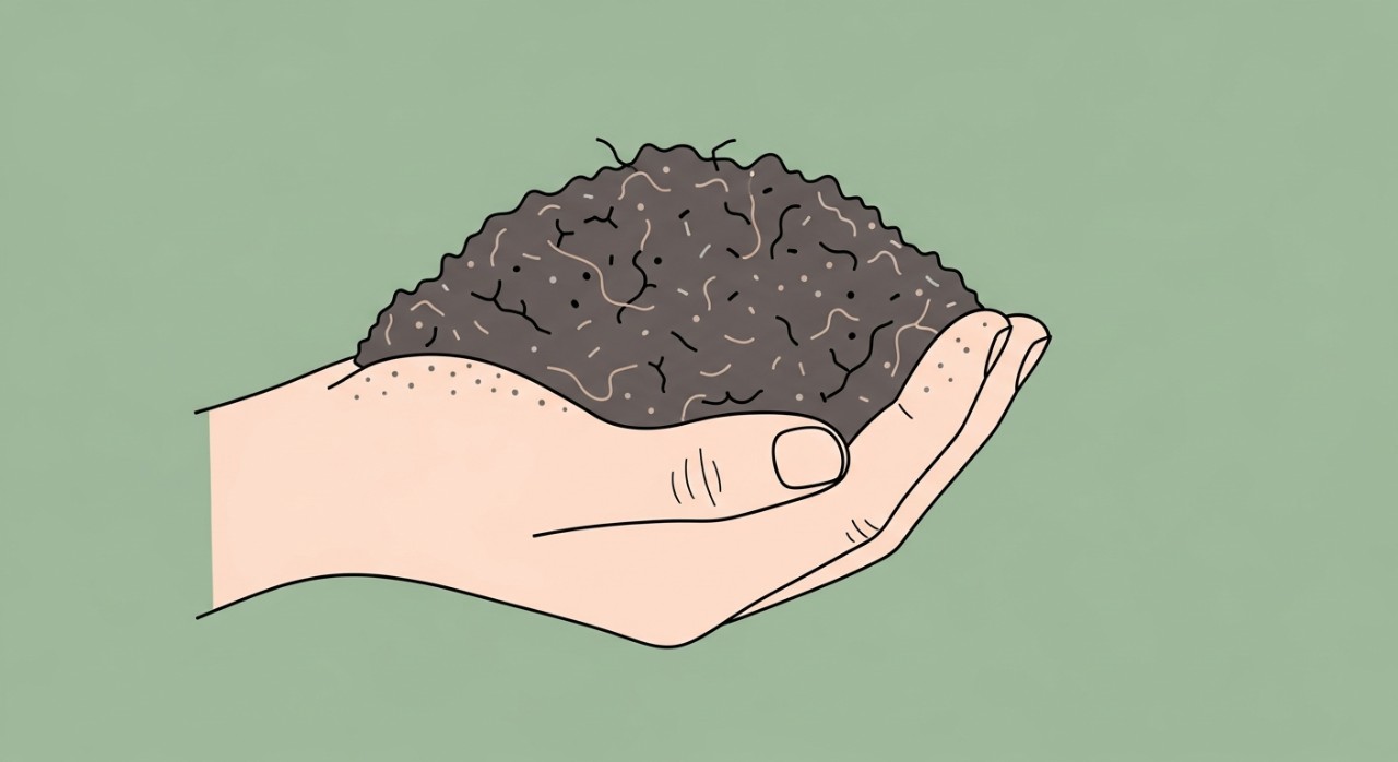 Perwakilan visual tanah loam yang ideal dengan tekstur seimbang untuk pertumbuhan akar yang sihat.